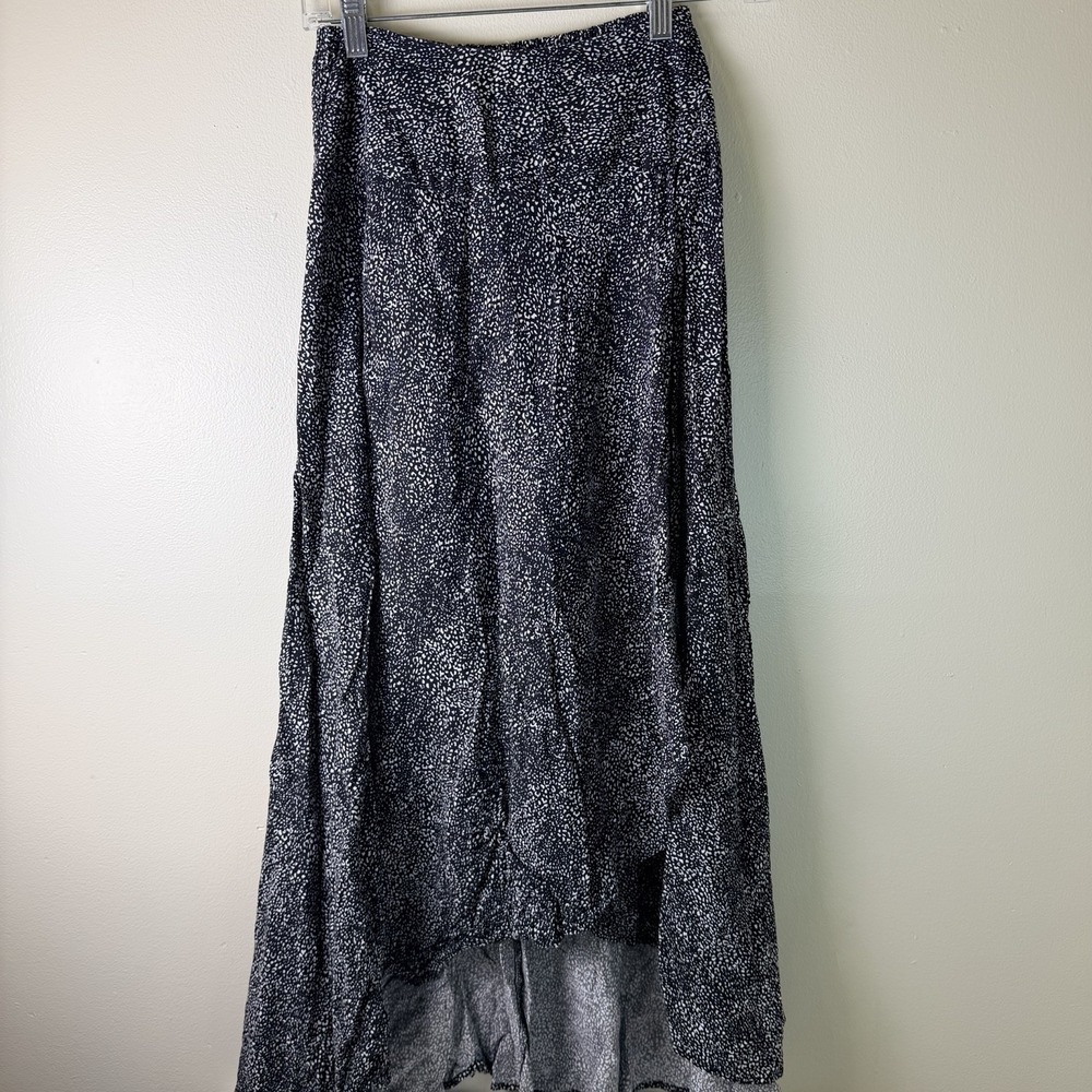 Japna Small Women's High Low Maxi Skirt Elastic Waist Black White Boho Sunday